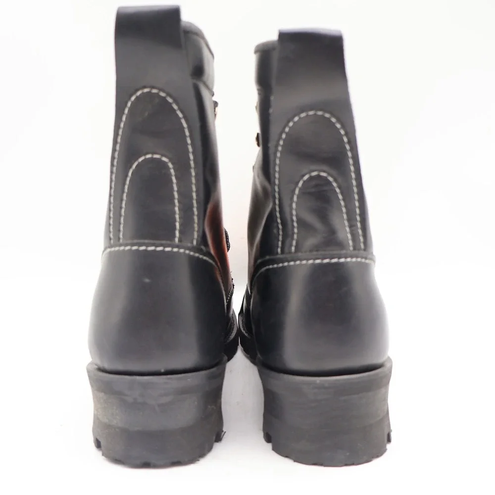 Walker Shoes Steel Toe Work Boots Mens 9.5 EEE Vintage 80s Black Leather 1031